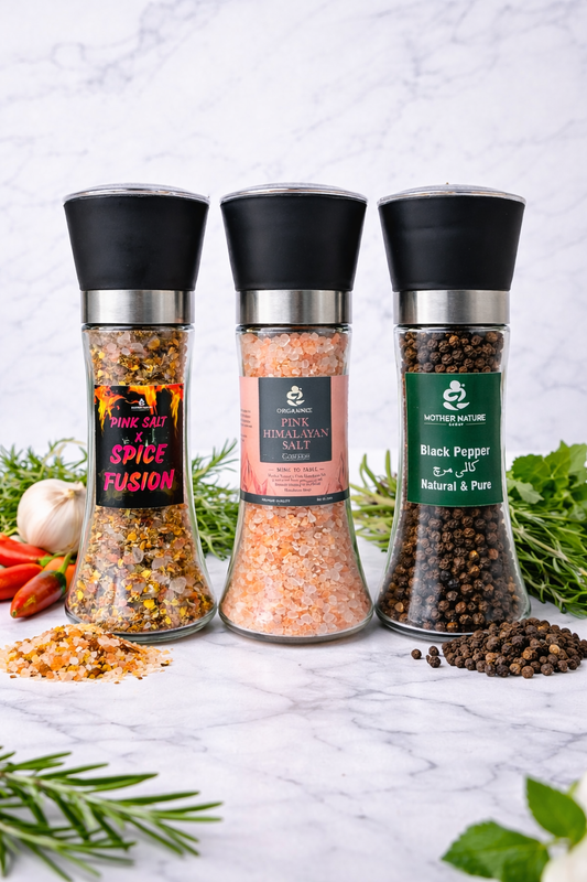 Premium Grinder Set of 3 – Spice Fusion, Himalayan Pink Salt & Black Pepper