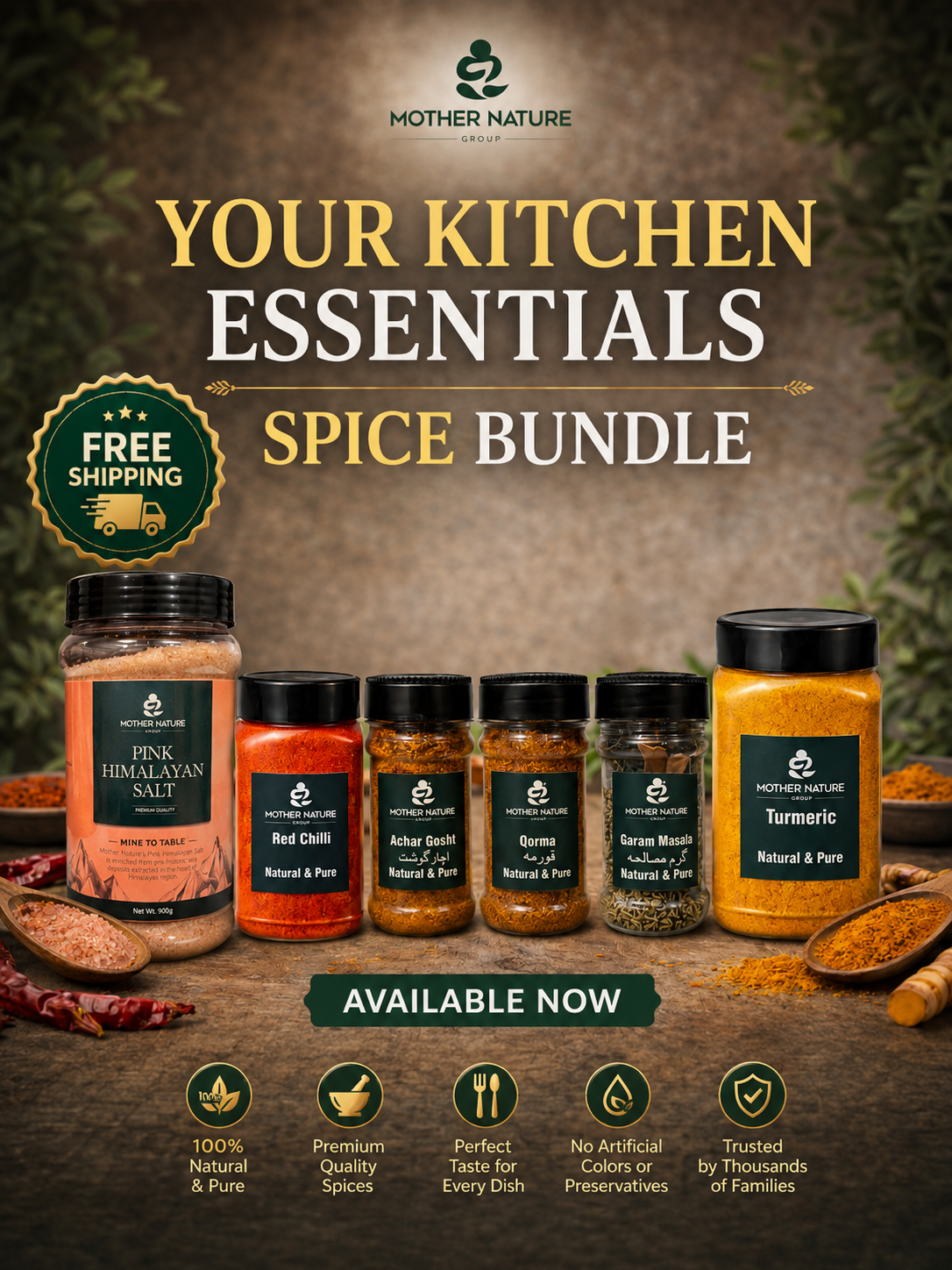 Kitchen Essentials Spice Bundle | Himalayan Pink Salt & Natural Pakistani Spices