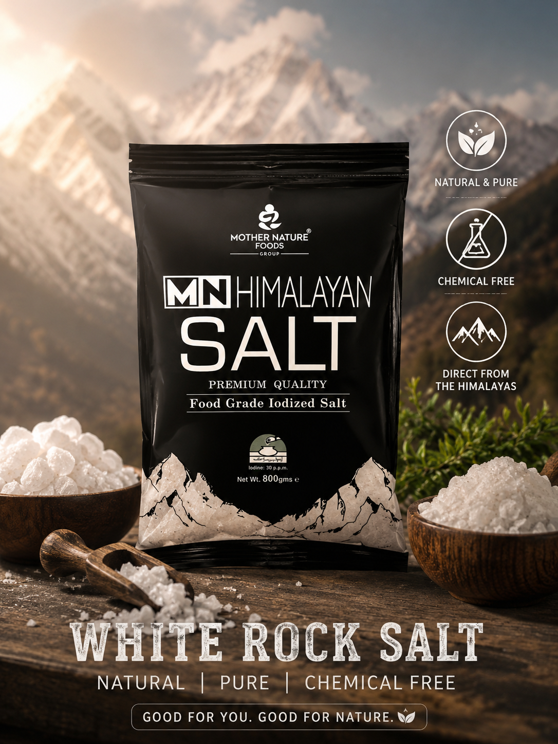 White Rock Salt 800g | Natural & Chemical-Free | Mother Nature